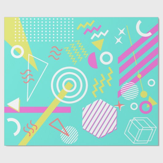 geometrisches Muster 90s Geschenkpapier (Flach)