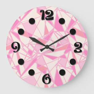 Geometrisches Muster abstrakt Farbe rosa Große Wanduhr