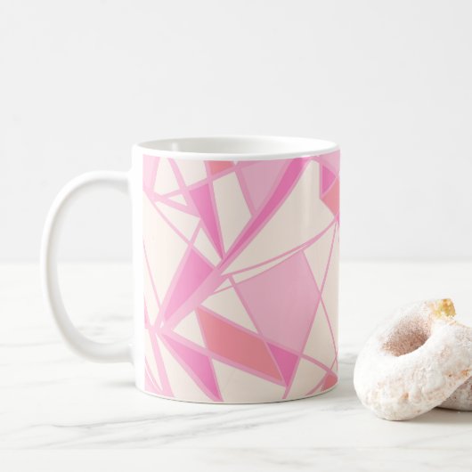 Geometrisches Muster abstrakt Farbe rosa Kaffeetasse (Mit Donut)