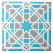 Geometrisches Muster, aquamarin, weiß, hellgrau Fliese (Vorderseite)