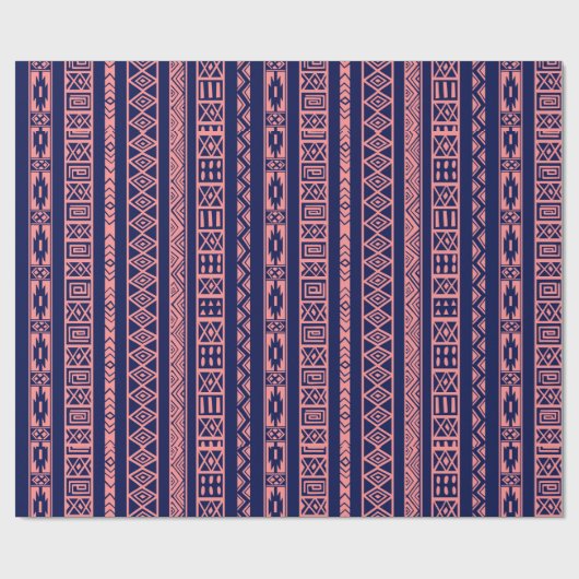 Geometrisches Muster aus blau und korallenrot Geschenkpapier (Flach)