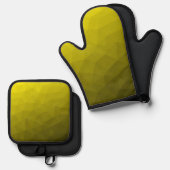 geometrisches Muster aus gelbem dunklem Ober Ofenhandschuh & Topflappen-Set (Vorderseite/Rückseite)