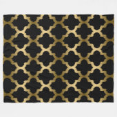 Geometrisches Muster aus Gold und Schwarz-Kat-Quat Fleecedecke (Vorderseite (Horizontal))