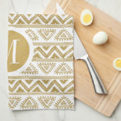 Geometrisches Muster aus Gold und Weiß Küchentuch (Viertel Falte)