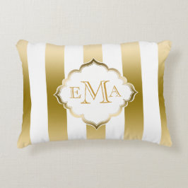 Geometrisches Muster aus Gold und Weiß Zierkissen