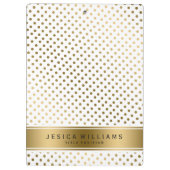 Geometrisches Muster aus Gold und weißen Punkten Klemmbrett (Rückseite)
