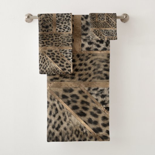 Geometrisches Muster aus Leopard-Pelz Badhandtuch Set (Insitu)