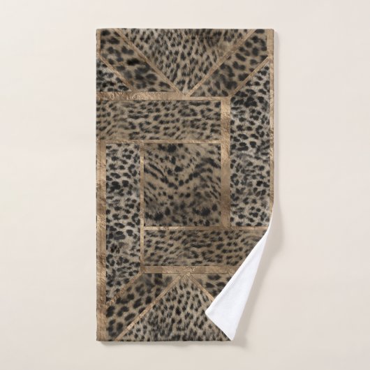 Geometrisches Muster aus Leopard-Pelz Badhandtuch Set (Handtuch)