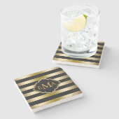 Geometrisches Muster aus mit Monogramm Gold und sc Steinuntersetzer (Seitenansicht)