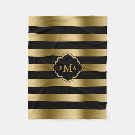 Geometrisches Muster aus monogrammatikalem Gold un Fleecedecke (Vorderseite)