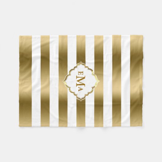 Geometrisches Muster aus monogrammatikalem Gold un Fleecedecke (Vorderseite (Horizontal))