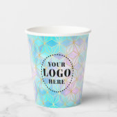 Geometrisches Muster aus risiertem Glas mit Logo Pappbecher (Vorderseite)