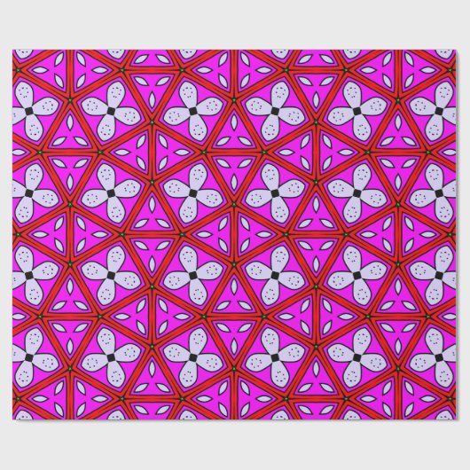 Geometrisches Muster aus rosa, rot, schwarz und we Geschenkpapier (Flach)