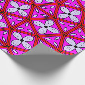 Geometrisches Muster aus rosa, rot, schwarz und we Geschenkpapier (Ecke)