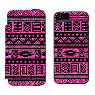 Geometrisches Muster aus rosa und schwarzen Stämme Incipio Watson™ iPhone 5 Geldbörsen Hülle