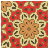 Geometrisches Muster aus rotem Gelb und orangefarb Stoff (Nahaufnahme)