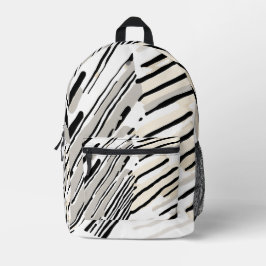 Geometrisches Muster aus schwarzen, weißen und gra Bedruckter Rucksack
