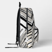 Geometrisches Muster aus schwarzen, weißen und gra Bedruckter Rucksack (Links)