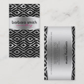 Geometrisches Muster aus schwarzrosa und metallisc Visitenkarte (Vorne/Hinten)