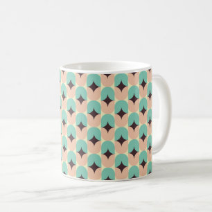 Geometrisches Muster aus türkisen, beigen und schw Kaffeetasse