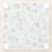 Geometrisches Muster aus Weiß, Grau und Schwarz Glasuntersetzer (Rückseite)