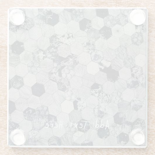 Geometrisches Muster aus Weiß, Grau und Schwarz Glasuntersetzer (Rückseite)