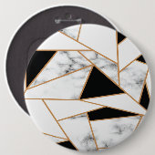 Geometrisches Muster aus weißem Marmor in Gold Button (Vorne & Hinten)