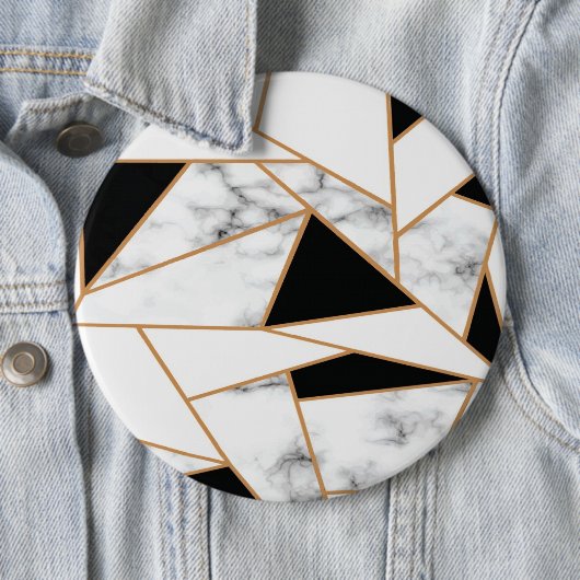 Geometrisches Muster aus weißem Marmor in Gold Button (Beispiel)
