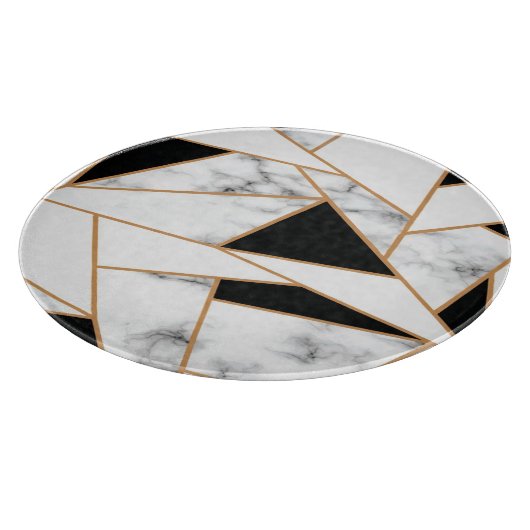 Geometrisches Muster aus weißem Marmor in Gold Schneidebrett (Ecke)