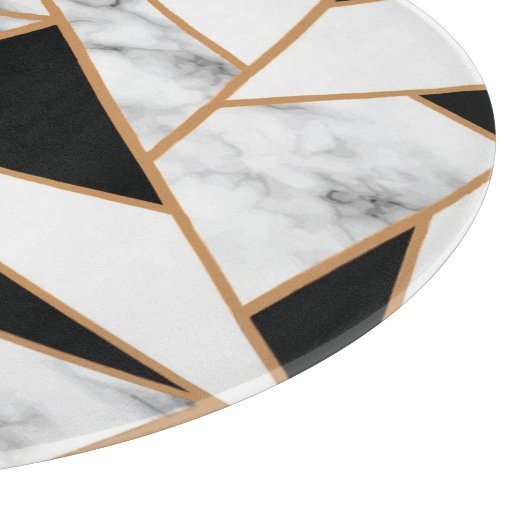 Geometrisches Muster aus weißem Marmor in Gold Schneidebrett (Ecke)