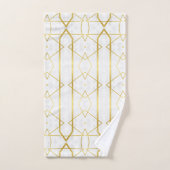 Geometrisches Muster aus weißem Marmor und Gold Badhandtuch Set (Handtuch)