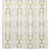Geometrisches Muster aus weißem Marmor und Gold Duschvorhang (Vorderseite)