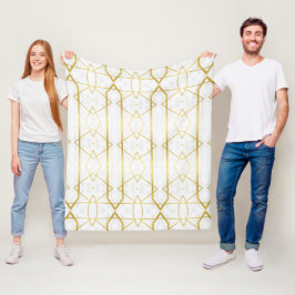 Geometrisches Muster aus weißem Marmor und Gold Fleecedecke