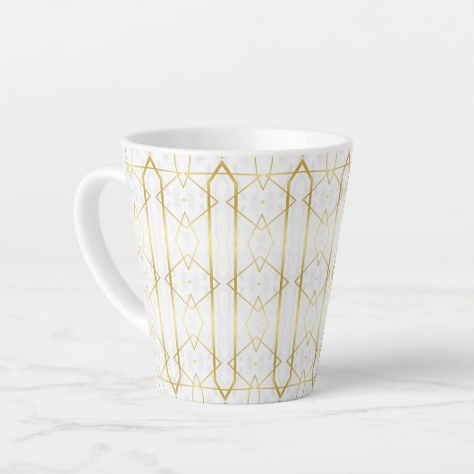 Geometrisches Muster aus weißem Marmor und Gold Milchtasse (Linke Ecke)