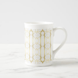 Geometrisches Muster aus weißem Marmor und Gold Porzellantasse