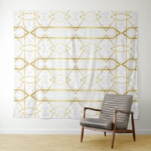 Geometrisches Muster aus weißem Marmor und Gold Wandteppich (Beispiel (Horizontal))