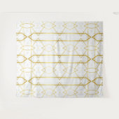 Geometrisches Muster aus weißem Marmor und Gold Wandteppich (Vorderseite (Horizontal))