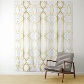 Geometrisches Muster aus weißem Marmor und Gold Wandteppich (Beispiel)