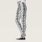 Geometrisches Muster aus weißen und grauen Sequine Leggings (Links)