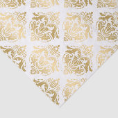 Geometrisches Muster aus weißer und goldener Flora Seidenpapier (Ausschnitt)