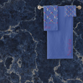 Geometrisches Muster blau Badhandtuch Set