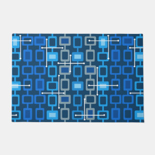 Geometrisches Muster Blau der 1950er Jahre Fußmatte