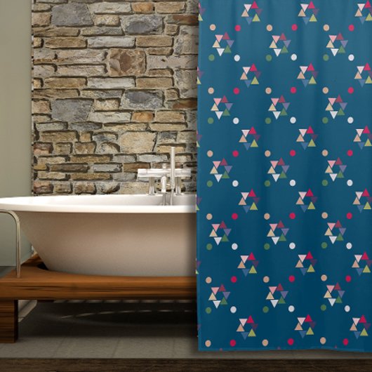 Geometrisches Muster blau Duschvorhang