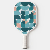 Geometrisches Muster Blau/Rosa Pickleball Schläger (Rückseite)