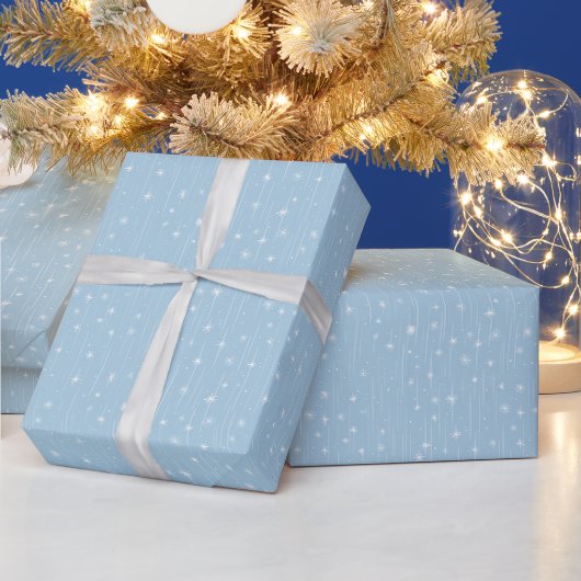 Geometrisches Muster | Blaue Sternenstaub Geschenkpapier (Feiertage)