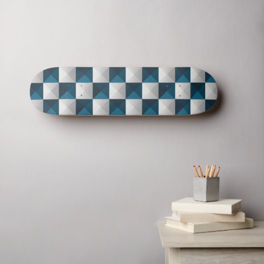Geometrisches Muster blaues Silberskateboard Skateboard (Wandkunst (Horz))