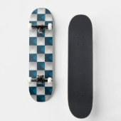 Geometrisches Muster blaues Silberskateboard Skateboard (Vorderseite)