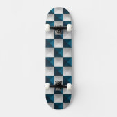 Geometrisches Muster blaues Silberskateboard Skateboard (Vorderseite)