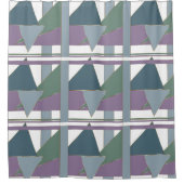 Geometrisches Muster blaues violettes Grün Duschvorhang (Vorderseite)