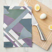 Geometrisches Muster blaues violettes Grün Geschirrtuch (Viertel Falte)
